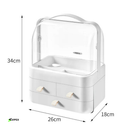 Organizador de Maquiagem com Tampa e Gavetas Porta Cosméticos Luxo, Acrílico Transparente Moderno - Guarda Itens Beleza