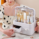 Organizador de Maquiagem com Tampa e Gavetas Porta Cosméticos Luxo, Acrílico Transparente Moderno - Guarda Itens Beleza